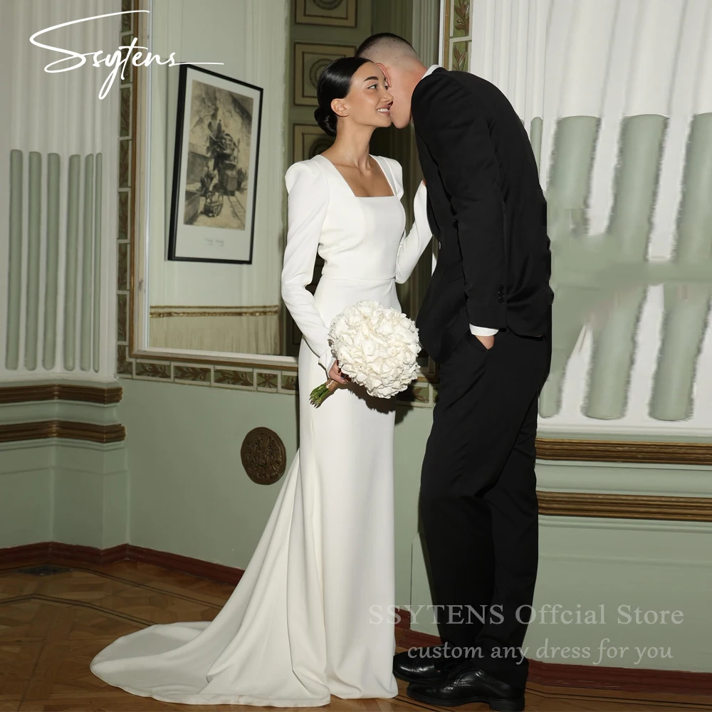 SSYTENS Elegant White Satin Wedding Dresses Women Long Mermaid Minimalism Bridal Gowns Robe De Mariage Civile 2025 Customized
