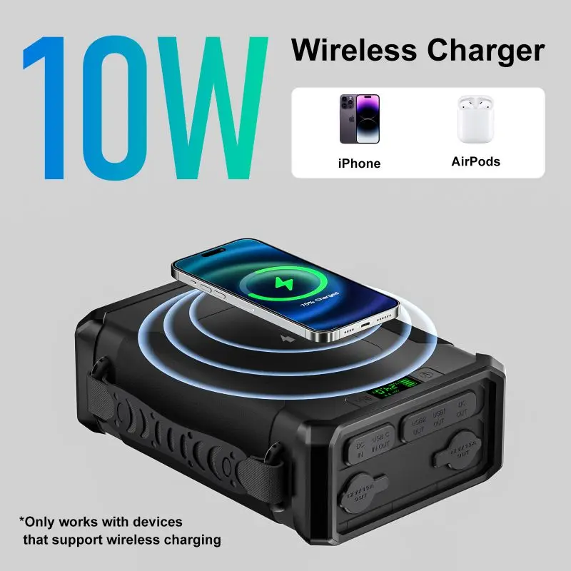 100000mAh Portable Power Station 300wh Solar Panel Charhing Emergency Backup Power Bank Lifepo4 Battery Pack 12V 60ah Powered view 4