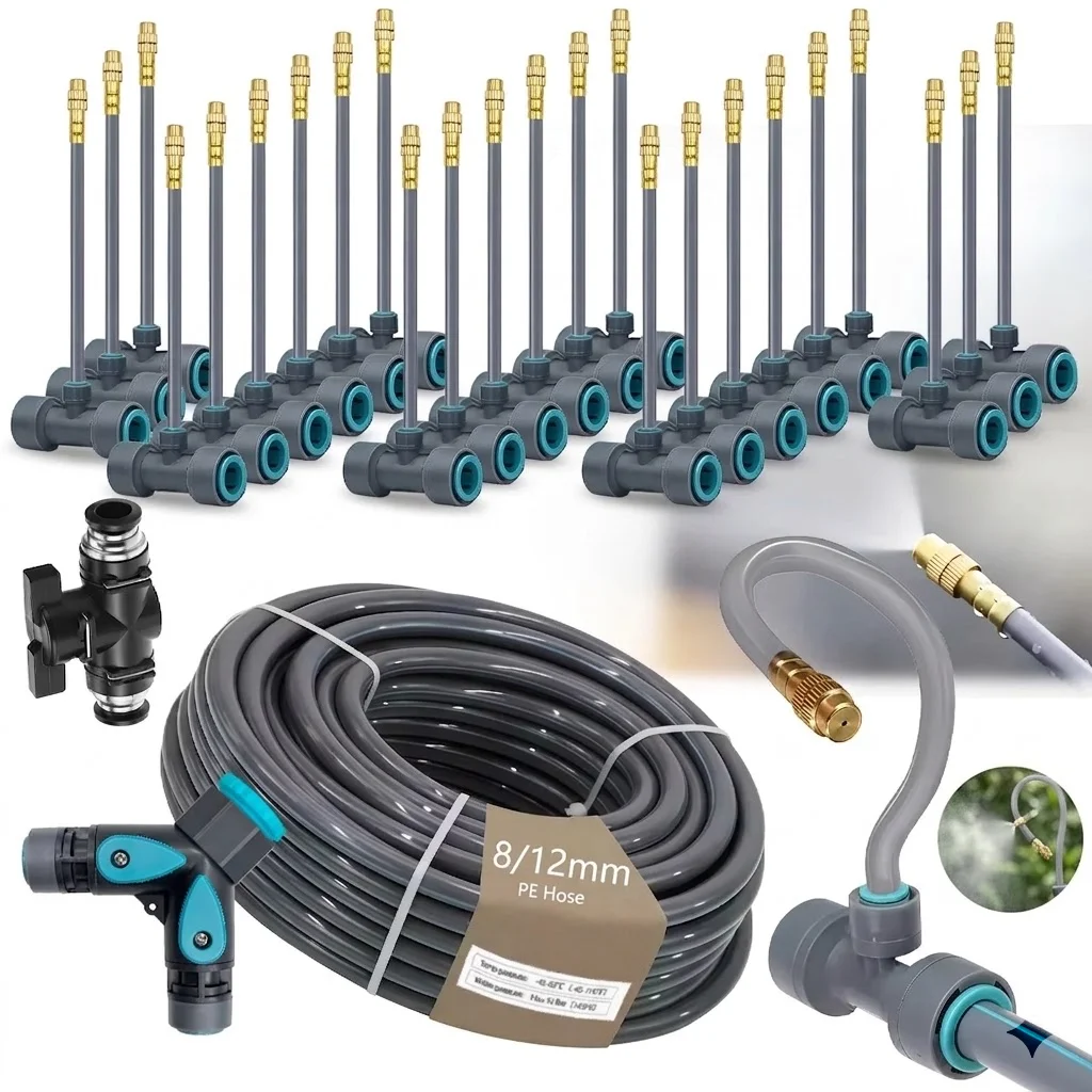 3/8 Inch PE Hose Flexible 360 Degree Bending Adjustable Atomization Nozzle Quick Connection Garden Spray Water System For Lawn