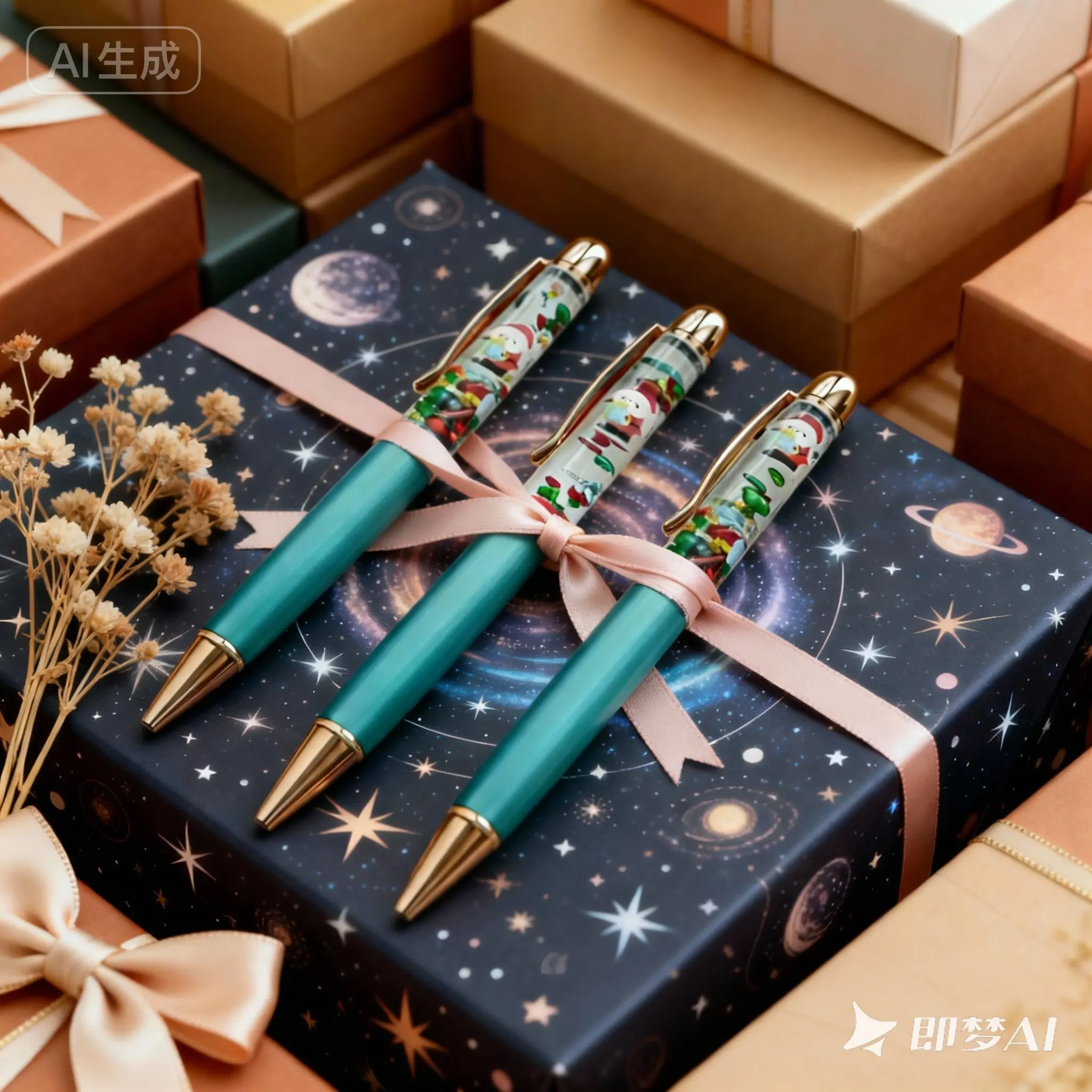 Santa Claus Fun Pens Cute Floater Floating Liquid Writing Journaling Office Pen Novelty Gag Gifts