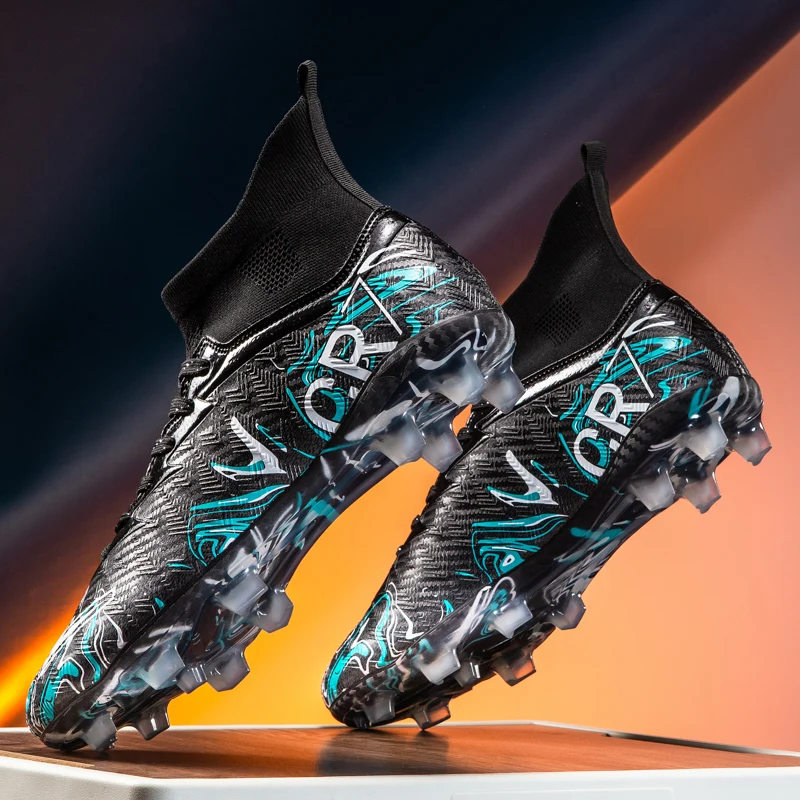 

Мужские спортивные футбольные бутсы Fg/Ag с длинными ногтями для взрослых, искусственные луги, прочная тренировочная обувь, нескользящая обувь с высоким берцем