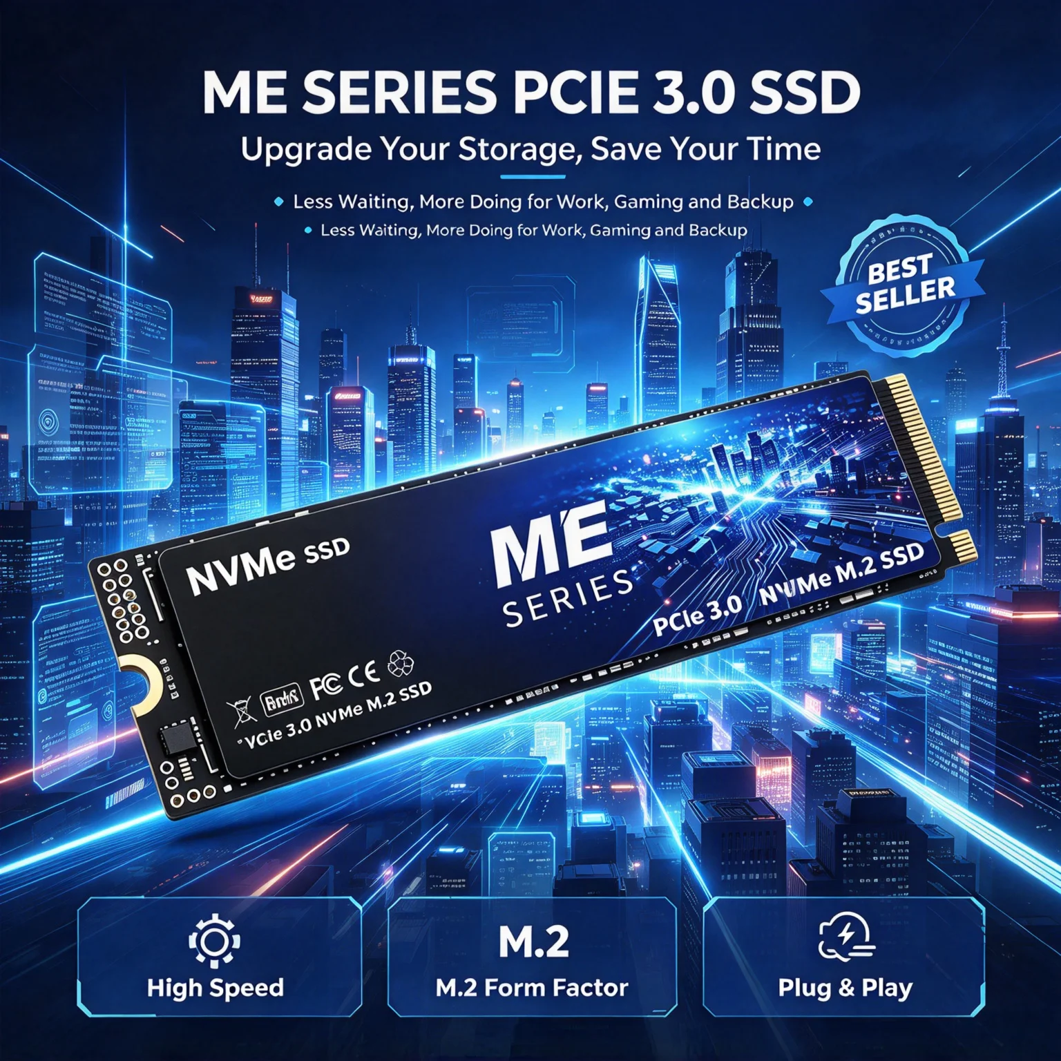 ME NVMe Internal SSD, 1TB/2TB/4TB, Quick Speed Storage, Gaming Laptops, Desktops, Pro Speed Plus. Elite Max.