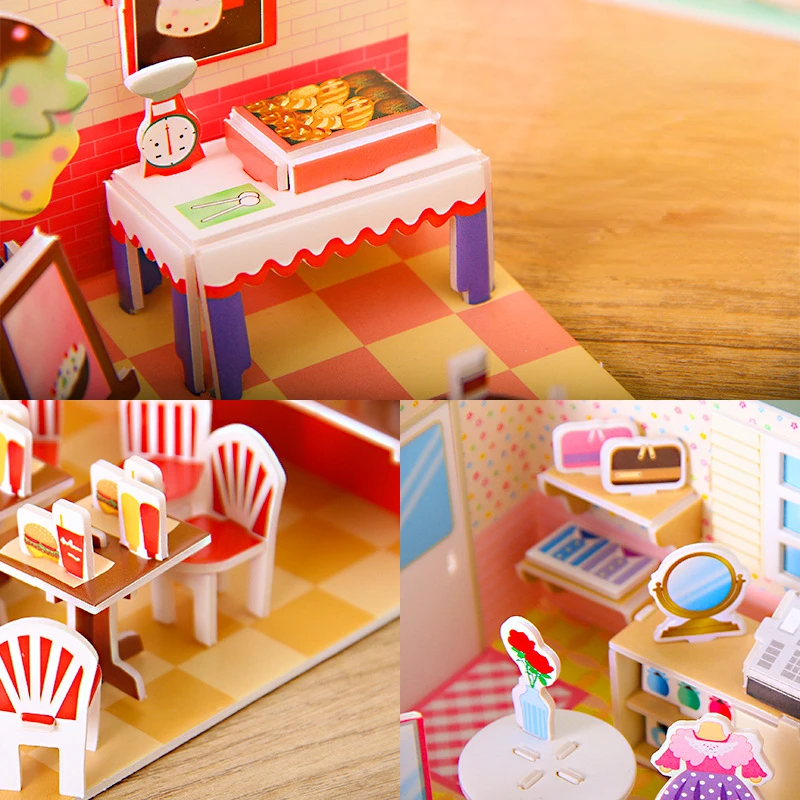 Montessori 3D Puzzle Jigsaw Learning Educational Toys Play Pretend Room Series Kindergarten Handmade Children\'s Early Education