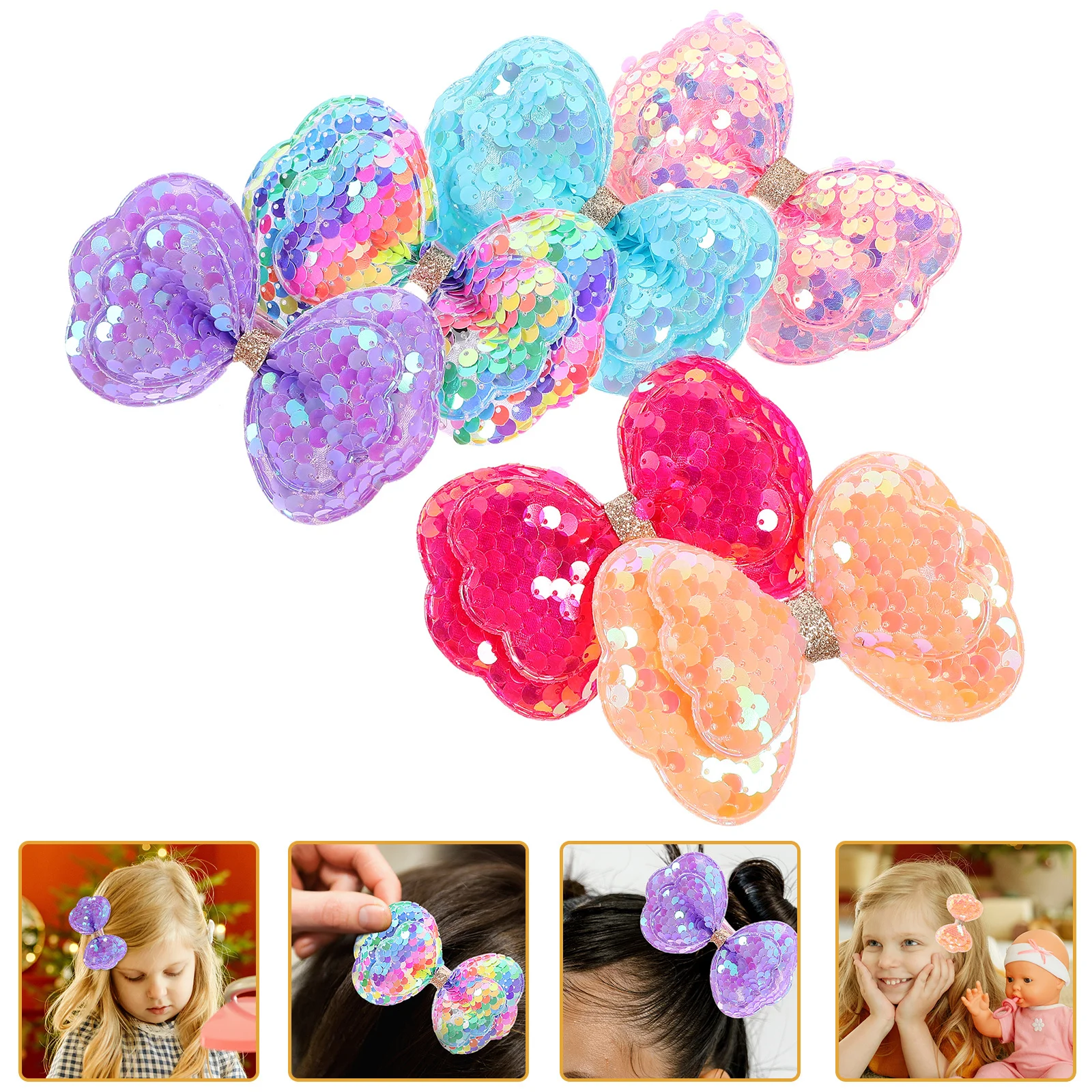 

6Pcs Bright Sequin Bow Hair Clips Cute Hair Clips for Girls Stylish Decorative Bows for Baby Girl Daily Party Wear