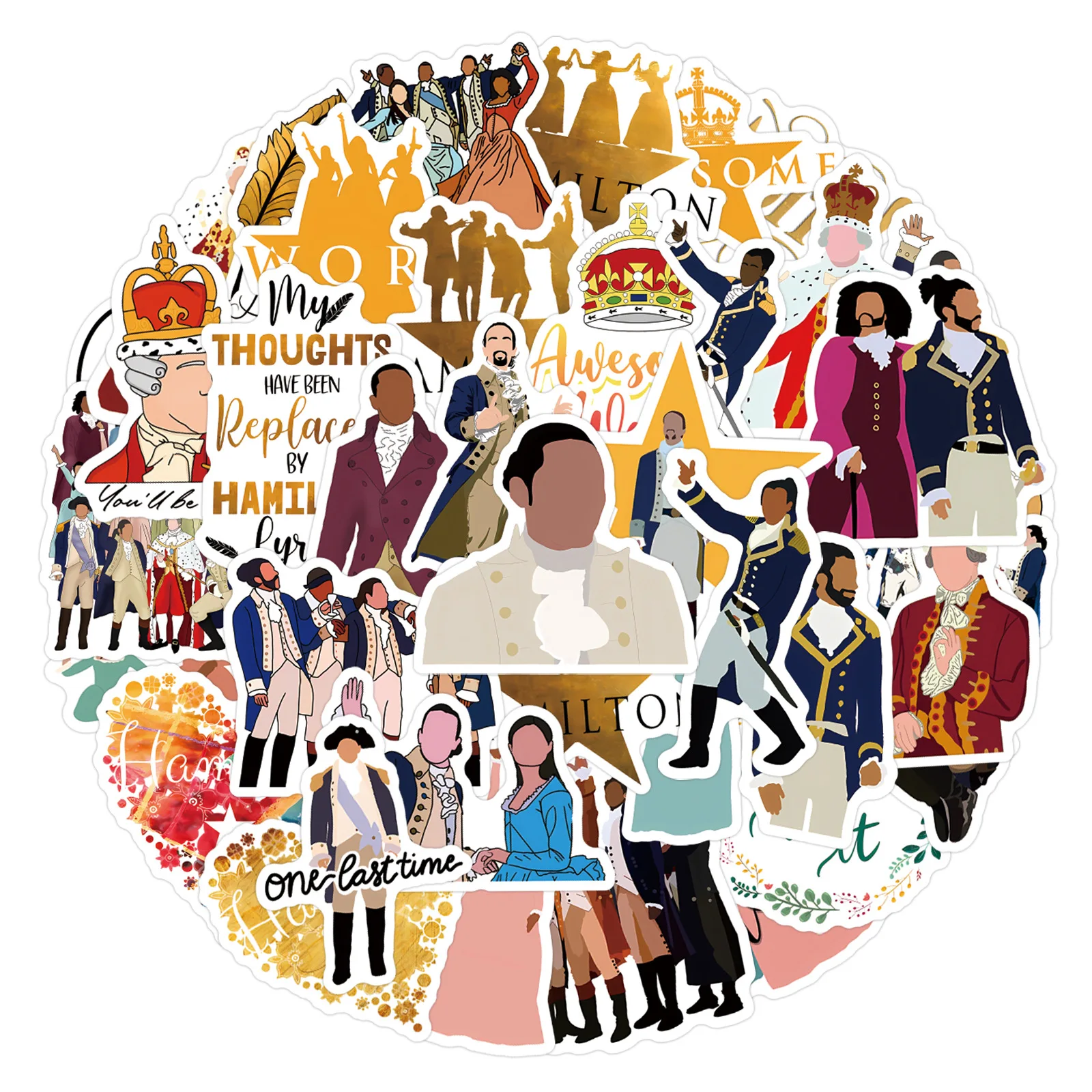 10/55PCS Cartoon Hamilton Musical Graffiti Sticker Cartoon Personalized DIY Stationery Box Water Cup Diary Waterproof Decal Toy