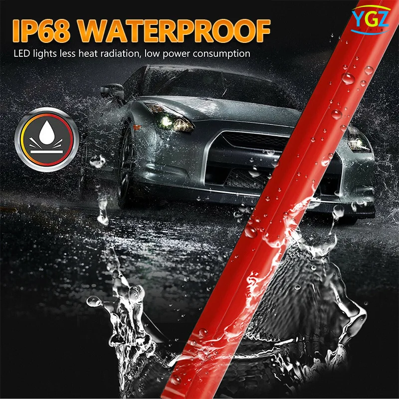 90/100cm Car High-Mount Brake Light Strip with Turn Signal and Driving Light, Universal Flexible LED Decorative Flow Light