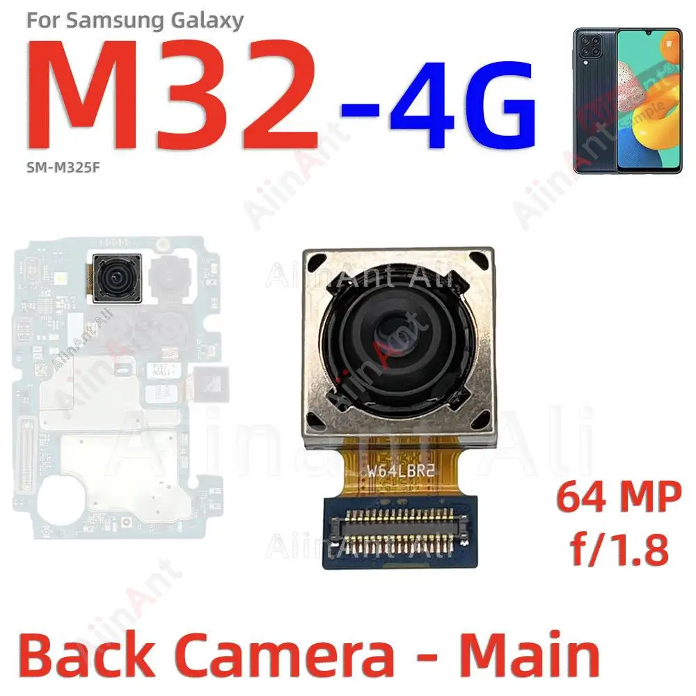 Small Front Selfie Macro Depth Wide Main Rear Back Camera Flex Cable For Samsung Galaxy M32 4G 5G M325F M326B