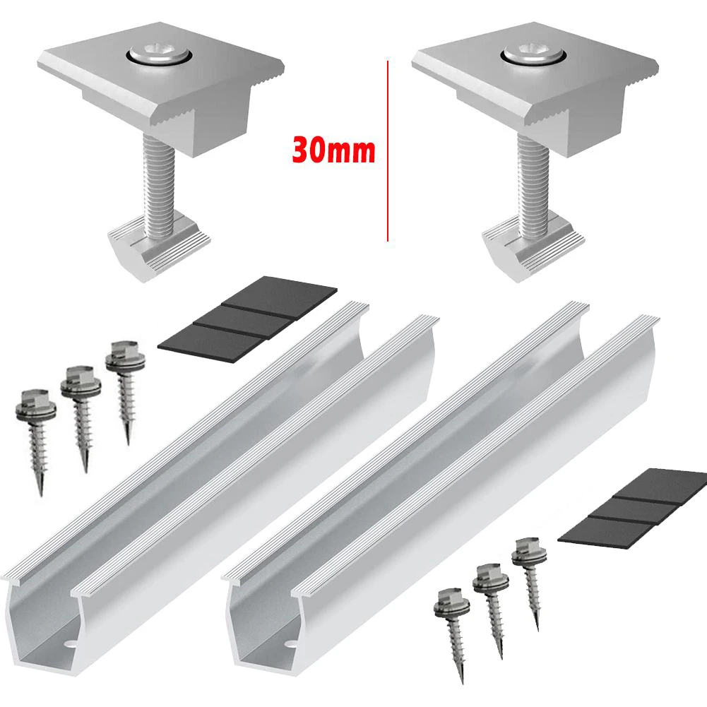 1 Set Solar Panel Module Aluminum Bracket Rail Fastening Rail Trapezoidal Roof Mount Solar Panel Accessories Home Module