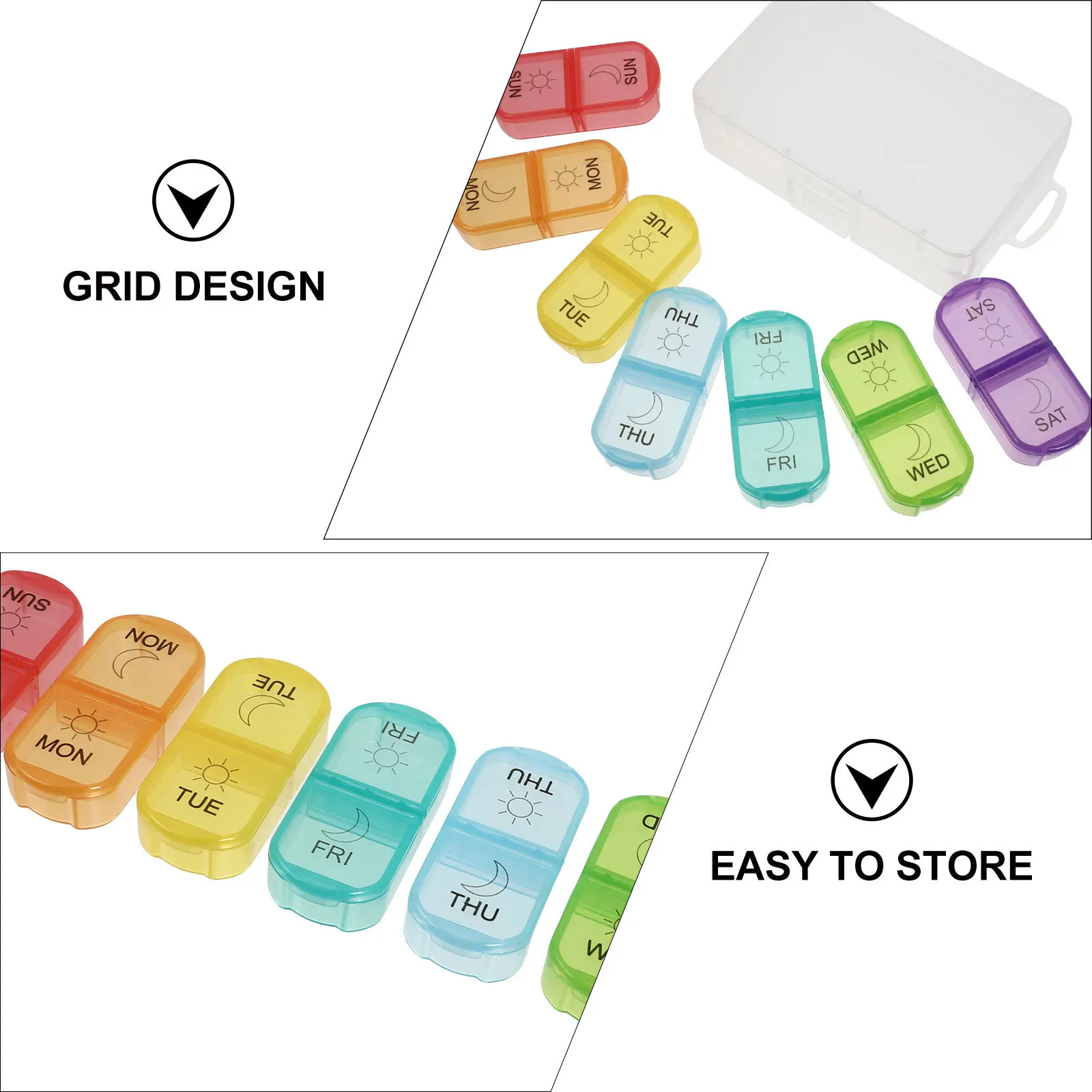 

1Pcs Medicine Storage Container Portable 14 Grid Pill Box Sealed Case for Monthly Medication Organizer Holder Case