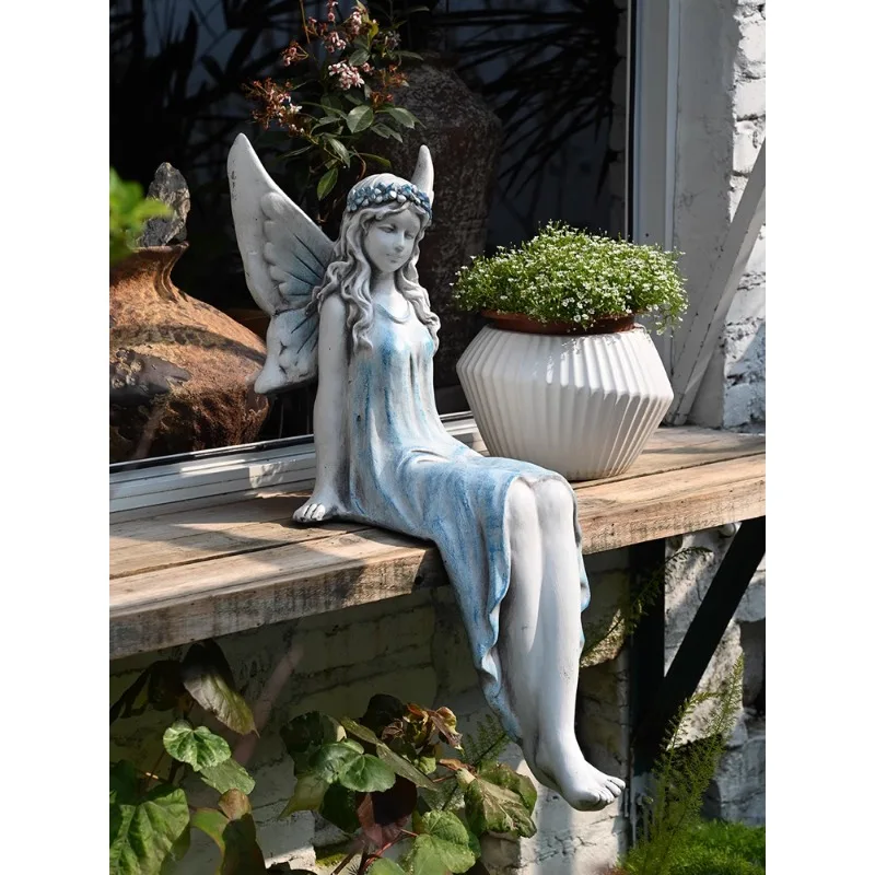 Ornament Beautiful Angel Character Sculpture Waterscape Pool Decoration Garden Courtyard Balcony Decoration Homestay