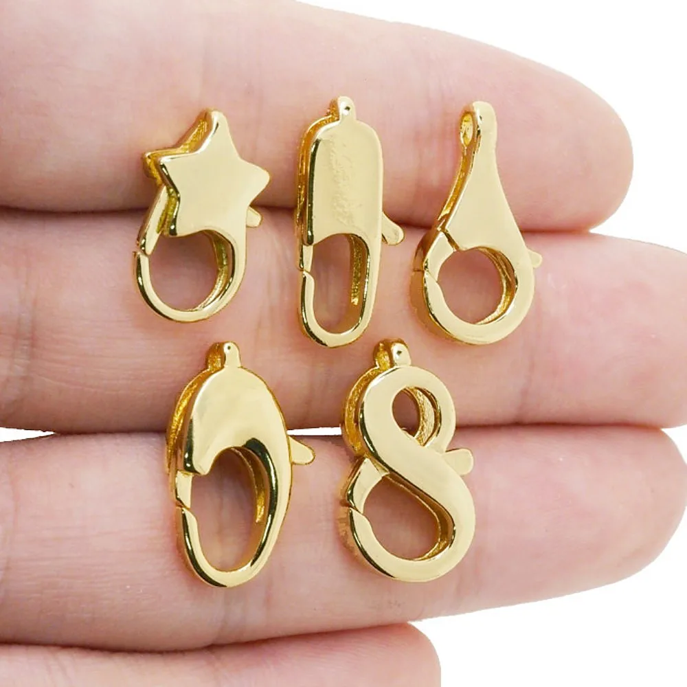 

2PCS Gold Plated Metal Lobster Clasp Hooks Keychain Necklace Bracelet Connectors Accessories For DIY Jewelry Making Findings