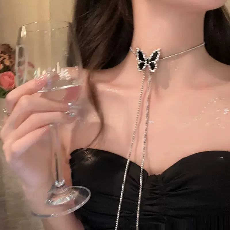 Korean Y2K Punk Style Butterfly Tassel Waist Chain Single Layer Body Chain Women's Party Fashion Dual-purpose Necklace Gift