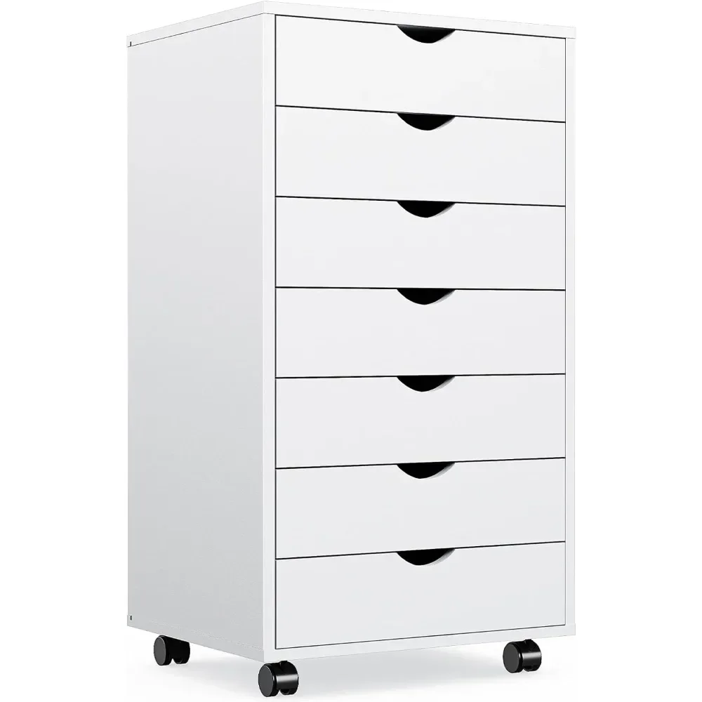 7 Drawer File Cabinets - Storage Cabinets with Wheels Wood Cabinet Mobile Organizer Drawers for Office