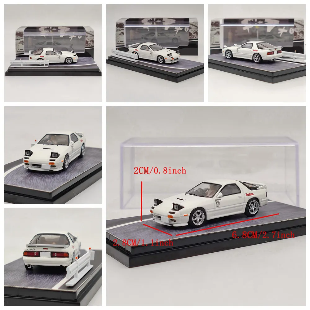 Hobby Japan 1/64 for RX-7 (FC3S)/(FD3S) RedSuns Initial D Open Headlights Diecast Models Car Miniature Auto Toys Gift Collection