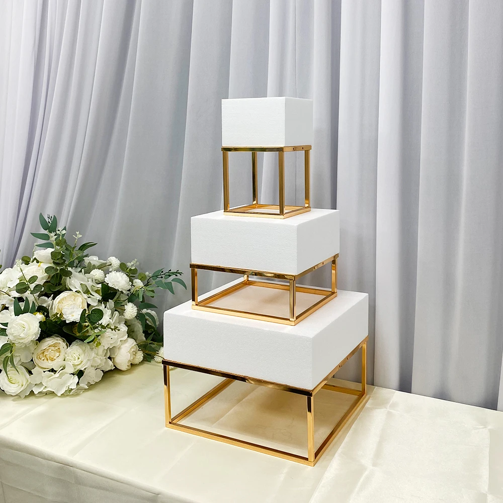 3 Pcs/set Wedding Cake layer Stand Gold Dessert Cake Stand Set Birthday Decoration Tall Plate Cake Tray