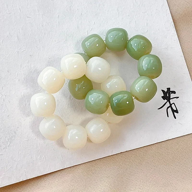 White Jade Bodhi Root Handstring Twisting Fingers Decompressing Toys Playing with Buddhist Shelter Pendant Accessories