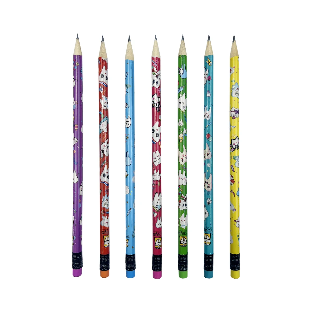 Dental Wooden Sketch Pencils Creative Teeth Pattern Pencils with Eraser Children Drawing School Writing Stationery Dentist Gift