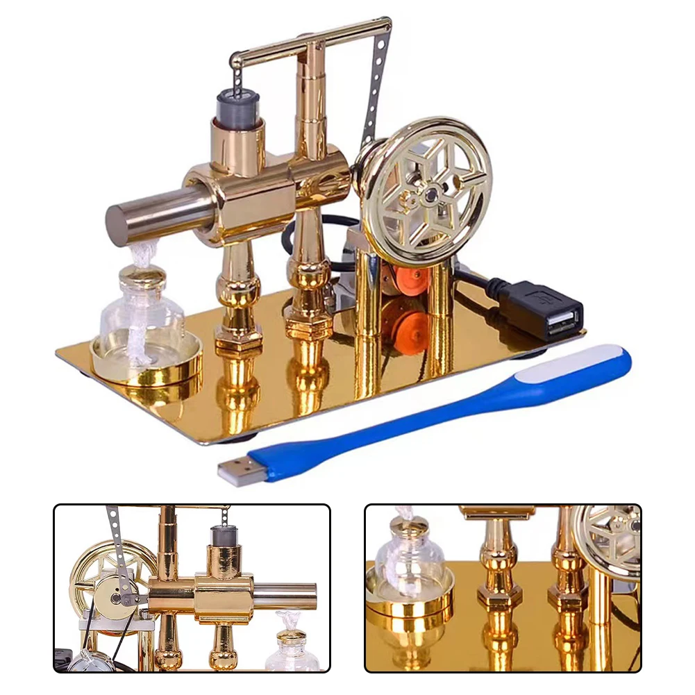 Metal Hot Air Single Cylinder Engine Generator Model For Physics Science Education Collection And Desk Decoration Teaching Tool