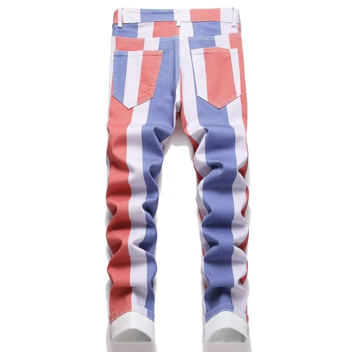 Y2k new light blue jeans nostalgic washed elastic slim fit 3D printed three-dimensional cut jeans high street hip-hop brand pant