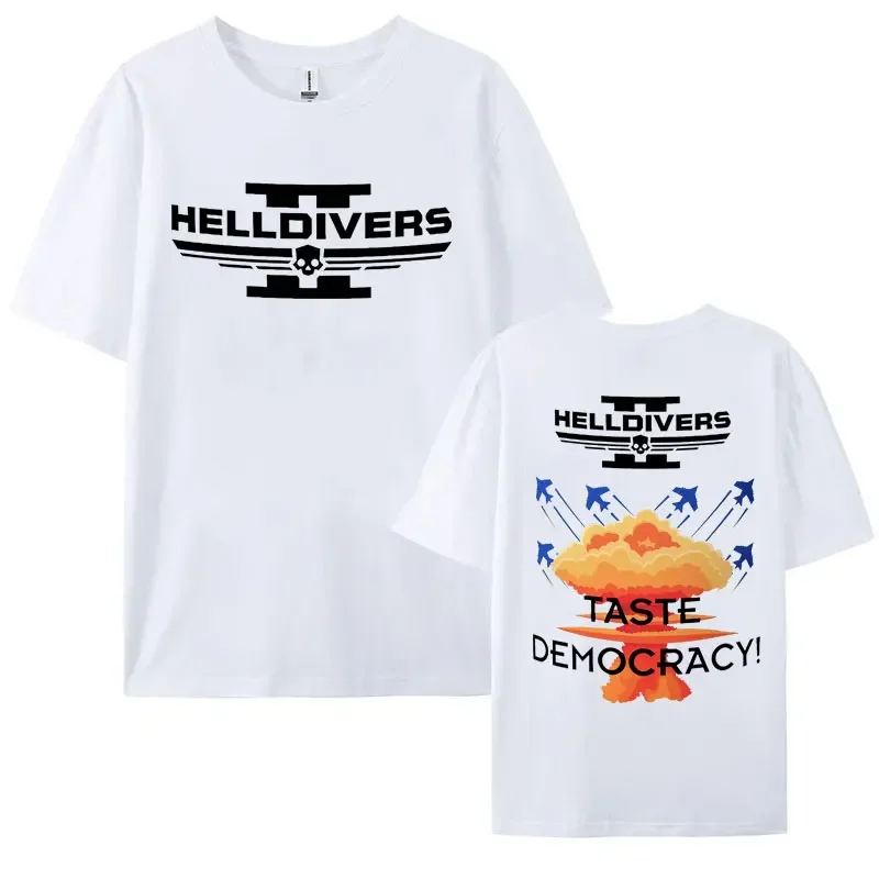 Homens e mulheres Limited Helldivers camiseta gráfica com logotipo estampado, camiseta de rua hip-hop 100% algodão, tops góticos casuais, moda