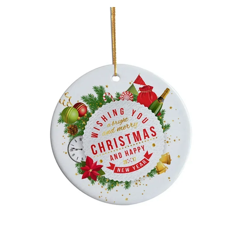 

Wholesale customizable printed on both sides ceramic sublimation blank christmas tree decoration ornaments