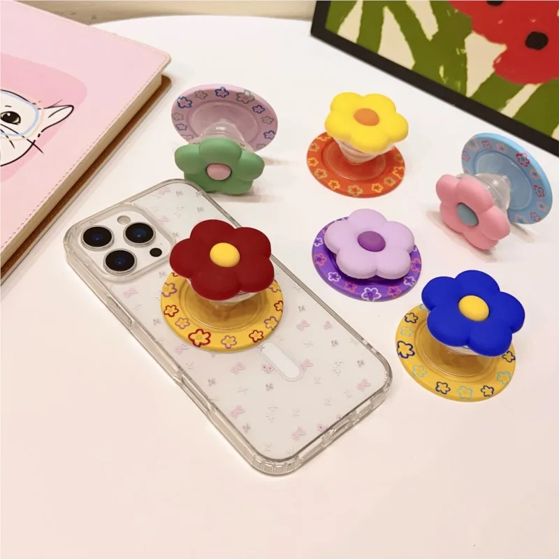 

Корейский милый магнитный держатель для телефона с 3D цветком, подходит для беспроводной зарядки телефонов MagSafe, магнитный держатель для iPhone