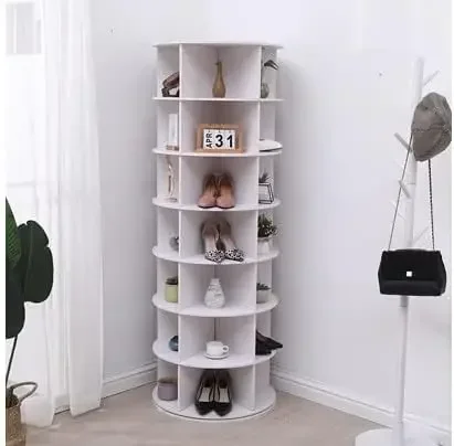 Original Rotating Shoe Rack Tower, original 7-tier hold over 35 pairs of shoes, Spinning Shoe Display Lazy Susan, Revolving 360