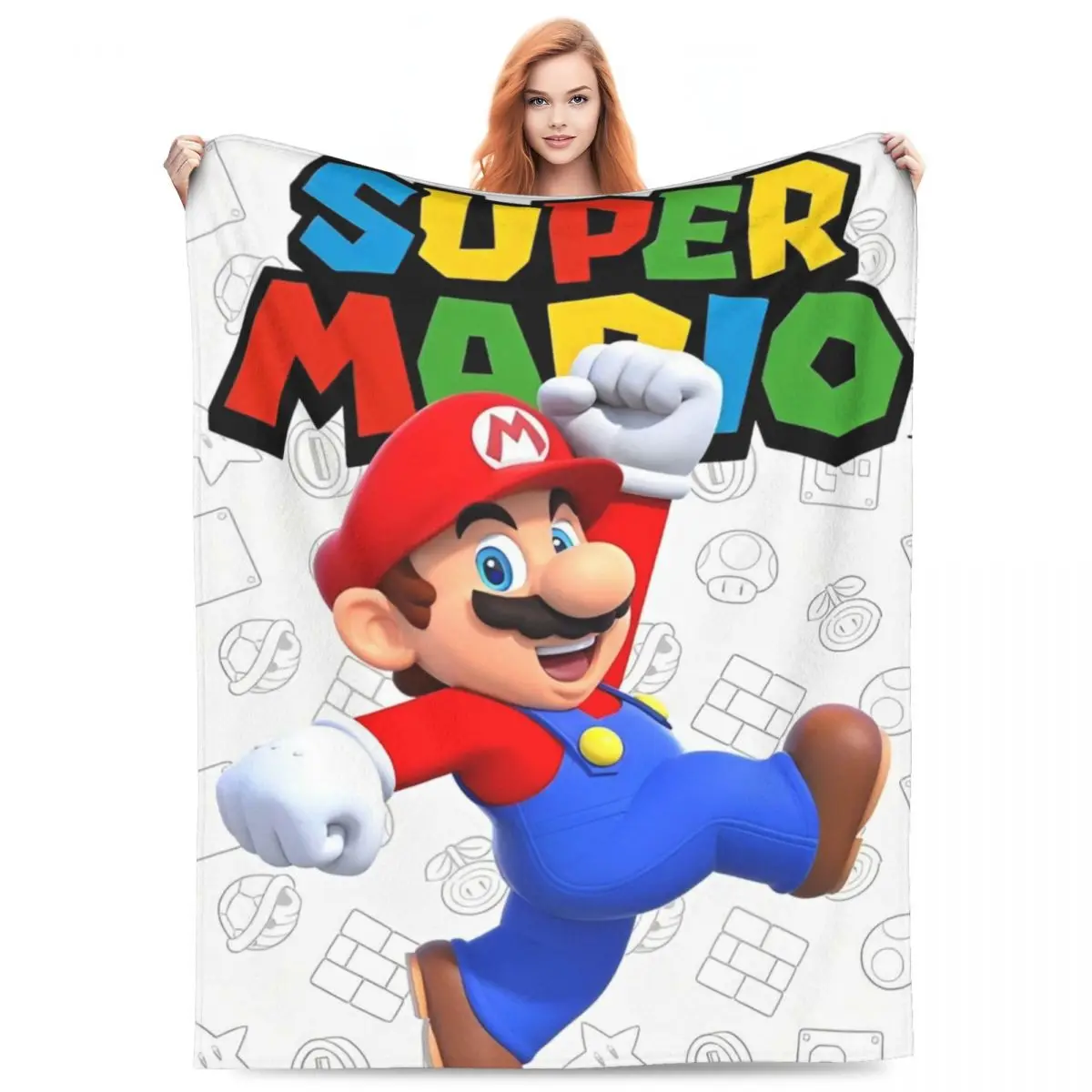 Cute Cartoon Super M-Marios Wool Blankets Novelty Throw Blankets for Home 125*100cm Plush Thin Quilt