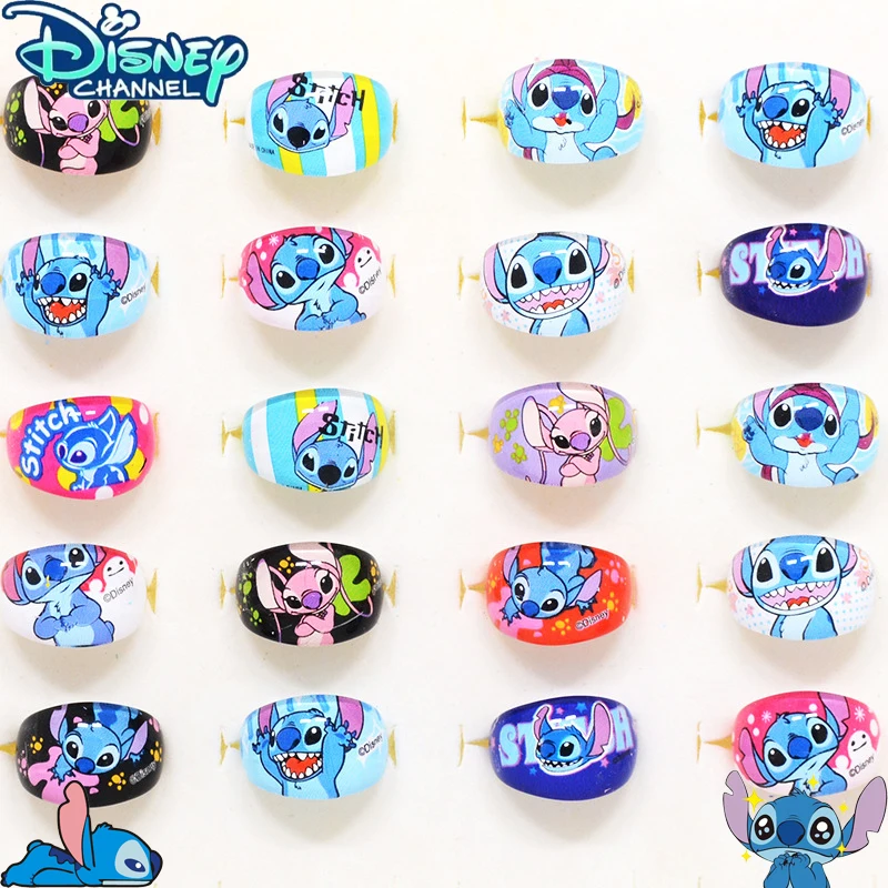 Disney Stitch Ring Kawaii Cartoon Lilo & Stitch Anime Figures Printed Acrylic Ring Baby Toy Accessories Children’s Holiday Gifts