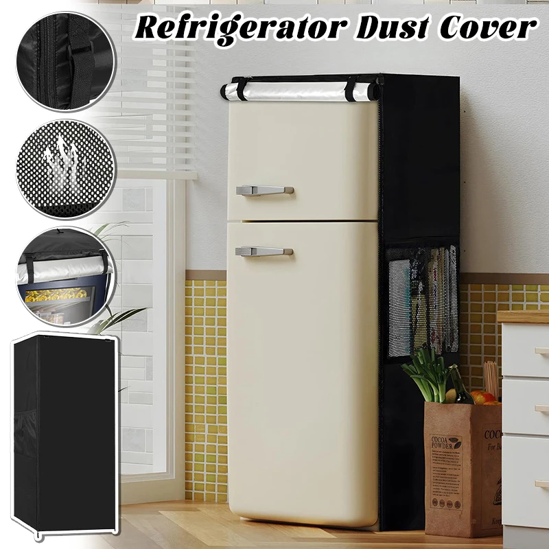 210D Oxford Cloth Vertical Refrigerator Cover Refrigerator Dust Cover Waterproof Sunscreen Cover Can Be Stored on The Side