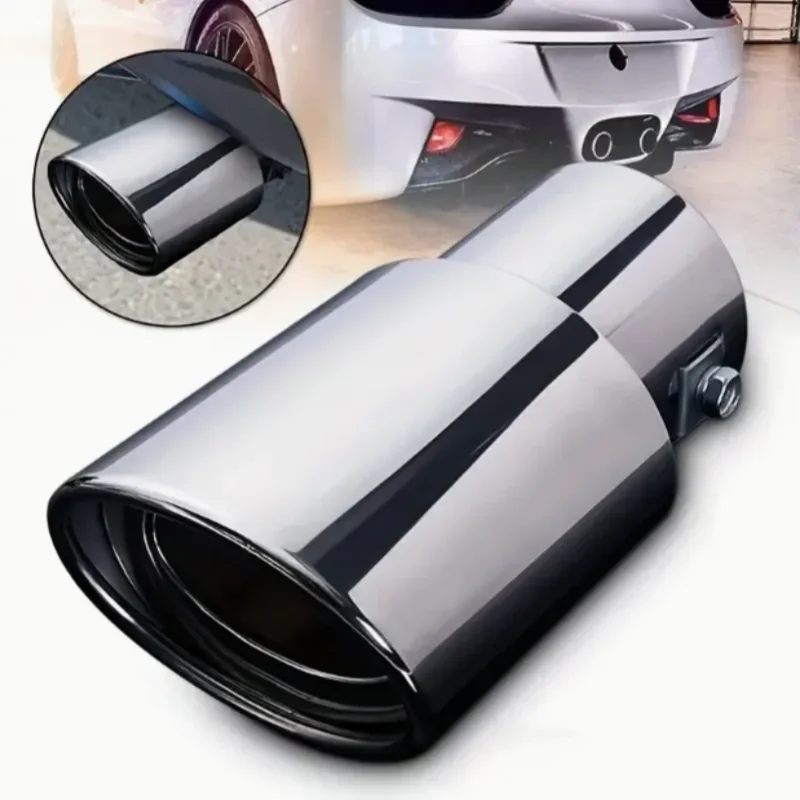 Car Stainless Steel Exhaust Pipe Modification Car Exhaust Tip Tail Throat Tail LPipe Blue Burnt Sliver Finish Tailpipe Universal