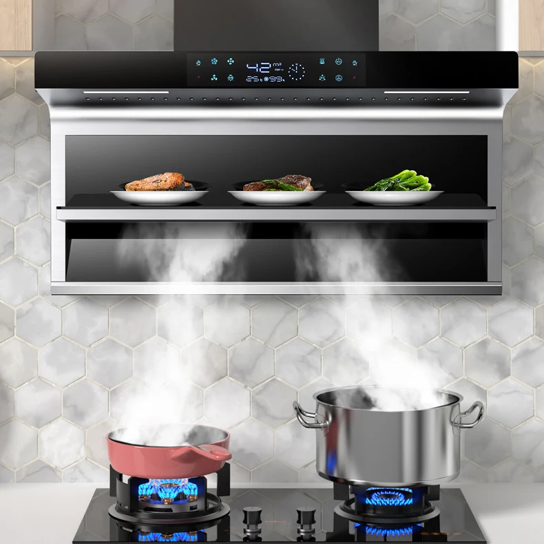 Wall Mount Kitchen Large Suction Cooktop Hood Top Side Extractor Fan Double Suction Black 24 36 Inch Range Hood