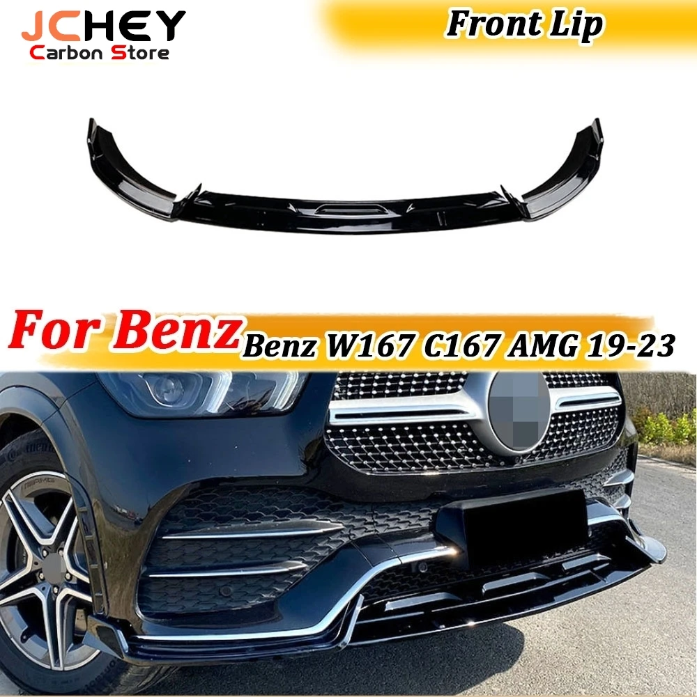 

ABS Carbon Look Front Bumper Lip Spoiler Body Kits For Mercedes Benz W167 C167 AMG 2019-2023 Front Lip Guard Car Styling