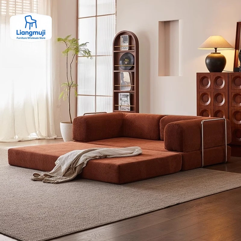 

Compressed Sofa, Italian Minimalist Retro High-end Corduroy Living Room Sofa, Sofa Bed, Foldable, Washable, Customizable