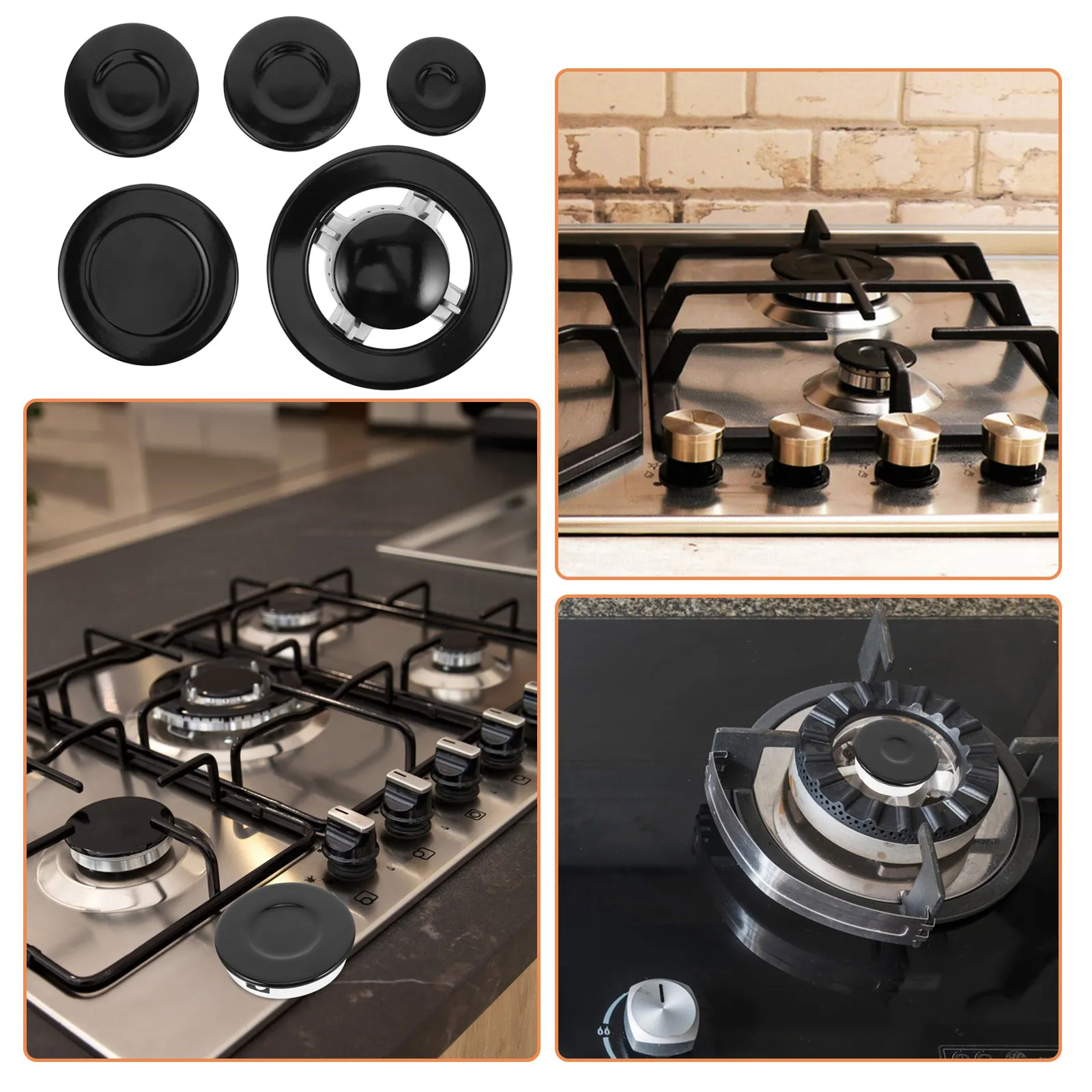 1Set Gas Stove Burner Flame Caps Precision Replacement Even Distribution Covers Easy Clean Flame Safety Compatible Kitchen