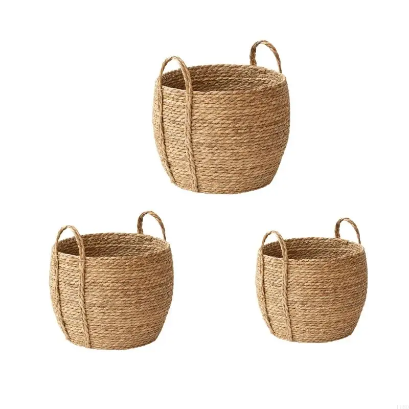 F68D Lightweight DurableRattan Grass Woven Floor Vase Pot Flower Basket Rack for Balconies HomesOffice Living Room Decoration