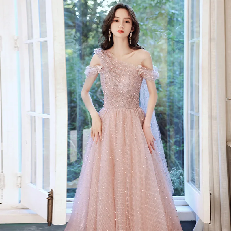 Banquet adult ceremony party maxi evening Dress bridesmaid Dress formal dress women elegant shiny dress youth evening dresses