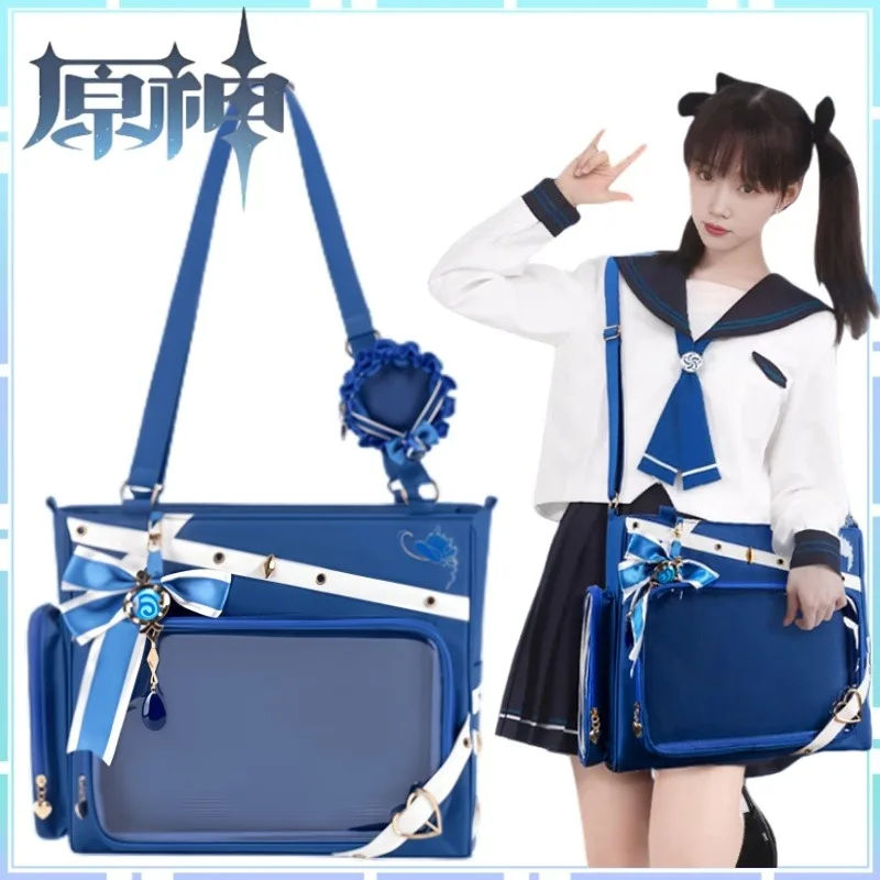 

Genshin Impact новая сумка через плечо Fulinina на одно плечо, легкая и просторная для поездок на работу, подарок-сюрприз с героями мультфильмов аниме