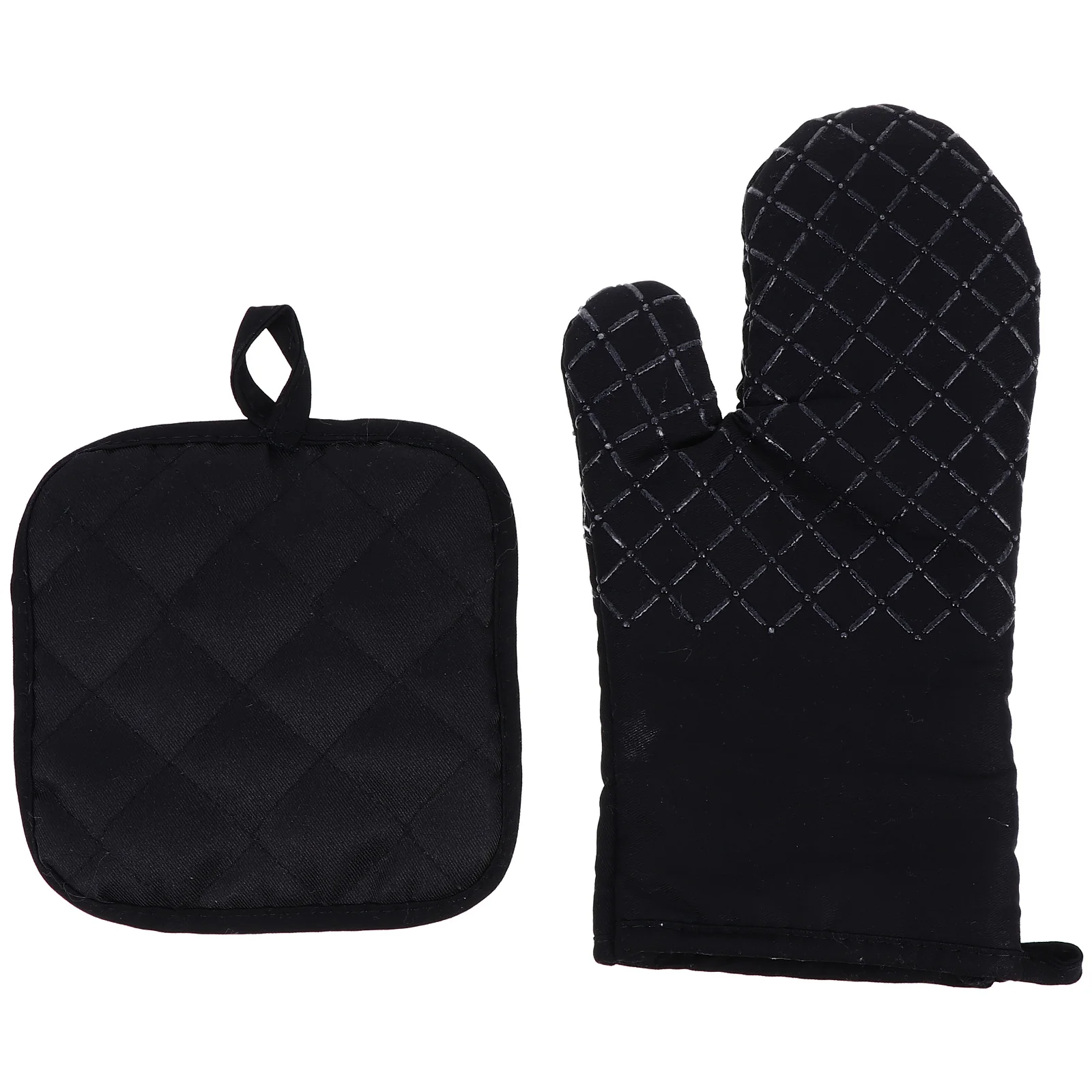 

1 set Silicone Gloves Heat Insulation Pot Holder Square Oven Mitts And Pot Pad Pattern Kitchen Tools Non Slip Anti Steam Scald