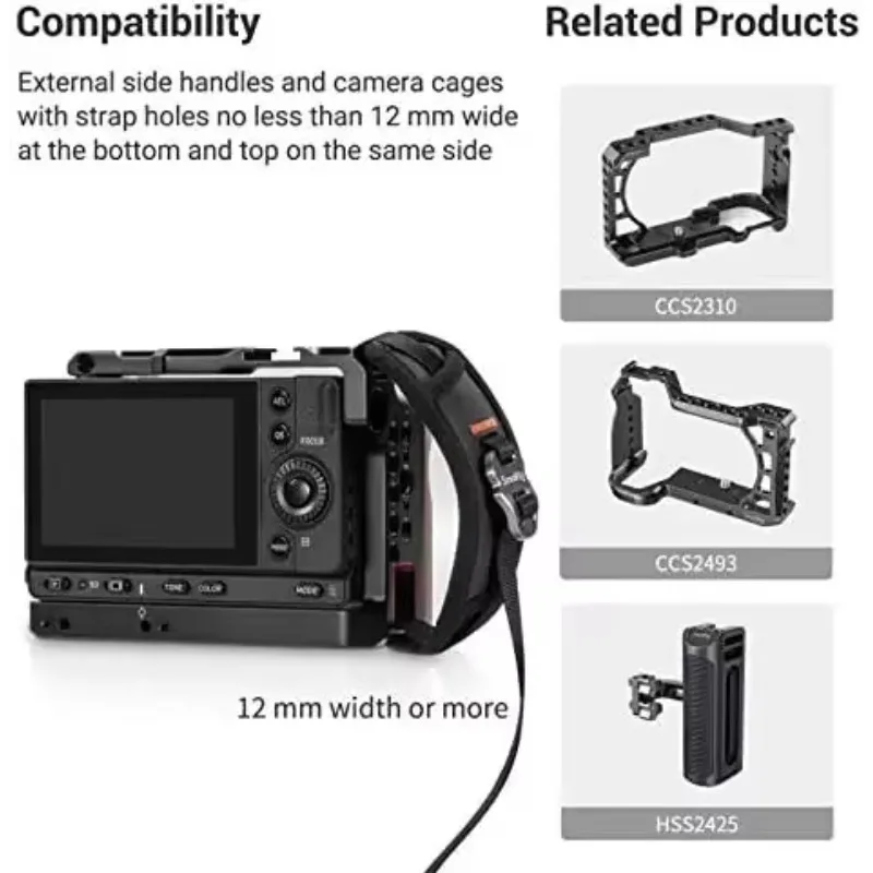 

2026 New SmallRig Camera Cage Wrist Strap, Universal Quick Adjustable Secure Grip Camera Cage Handle Hand Wrist Strap PAC2456