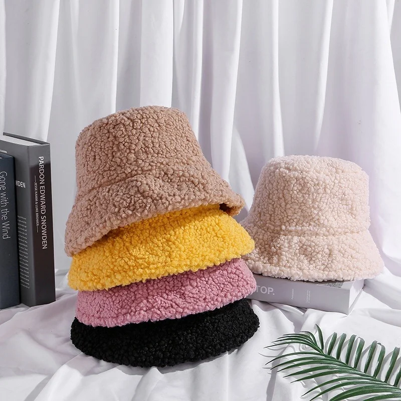 

Fashion Faux Fur Winter bucket For Women Girl Solid Thickened Soft Warm Fishing Outdoor Vacation Hat Lady