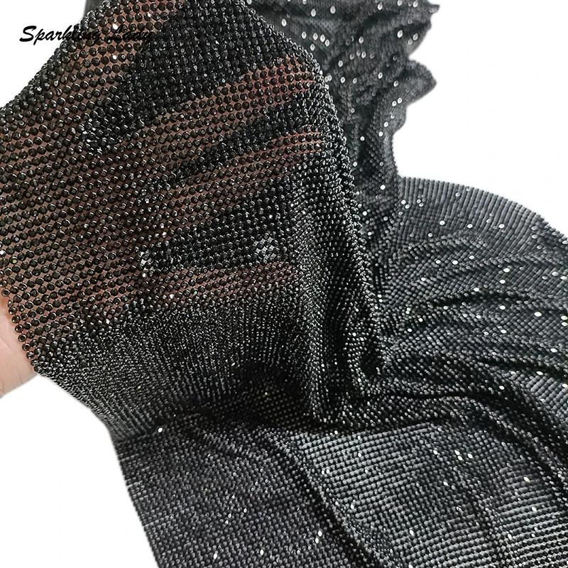 Luxury Sequin Fabric Crystal Material Bling 2MM Aluminum Rhinestone Mesh Glitter Metallic Cloth for DIY Bags Scarf Earrings