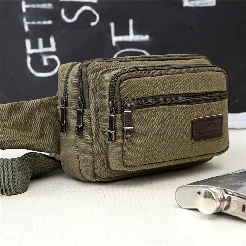 Canvas Waist Bag Outdoor Sports Multifunctional Male Waist Pack High Quality Durable High-capacity Bags Portable Phone Purse NEW