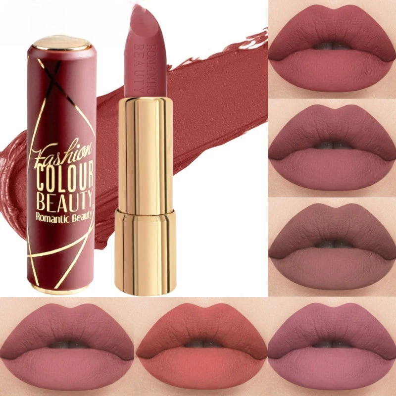 12 Colors Velvet Matte Lipstick Transfer Proof Long Lasting Waterproof Formula Low Saturation for Everyday Natural Makeup Look
