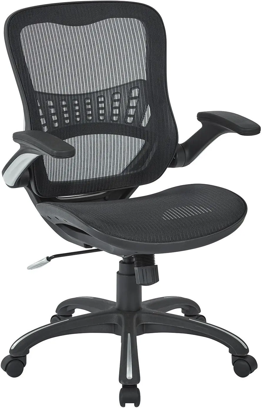 

Office Star Ventilated Manager's Office Desk Chair with Breathable Mesh Seat and Back, Black Base, Black