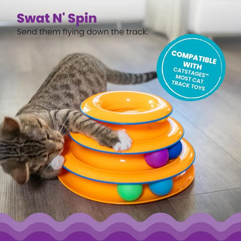 Interactive Cat Toy Tower with Catnip Colorful Balls Mental Physical Exerciser Fun Puzzle Game for Active Cats Accessories