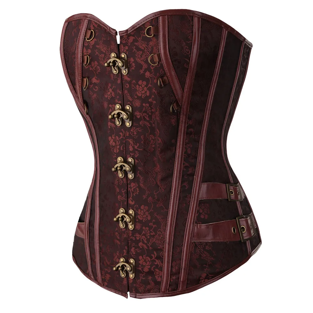 Women\'s Corset Steampunk Body Shapewear Vintage Gothic Clothes Bodice Bustier Overbust Burlesque Goth Waist Lace-up Corselet