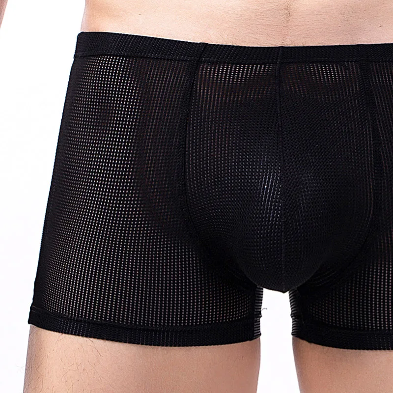 Men Boxer Underwear Sexy Bare Hip Male Panties Breathable Mesh Penis Pouch Men\'s Boxershorts Erotic Gay Lingerie Man Underpants