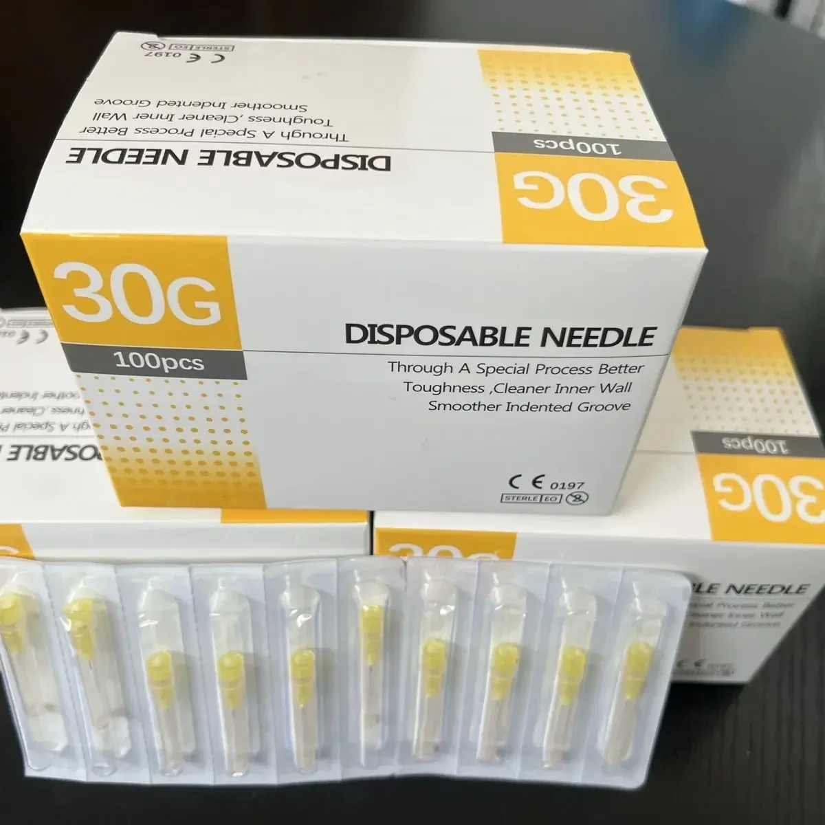 

30G-34G painless needle Piercing Transparent Syringe Injection glue Clear Tip Cap Pharmaceutical injection needle 1.5/2.5/4/6mm