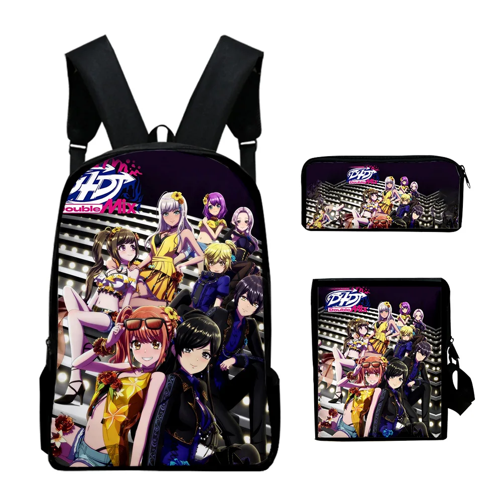 Hip Hop Youthful D4DJ All Mix Anime 3D Print 3pcs/Set Student Travel bags Laptop Daypack Backpack Shoulder Bag Pencil Case